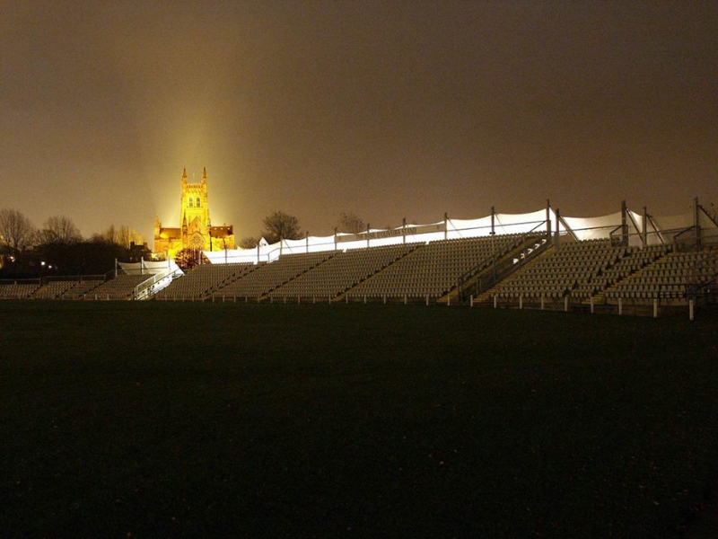 Worcestershire County Cricket Club at night 