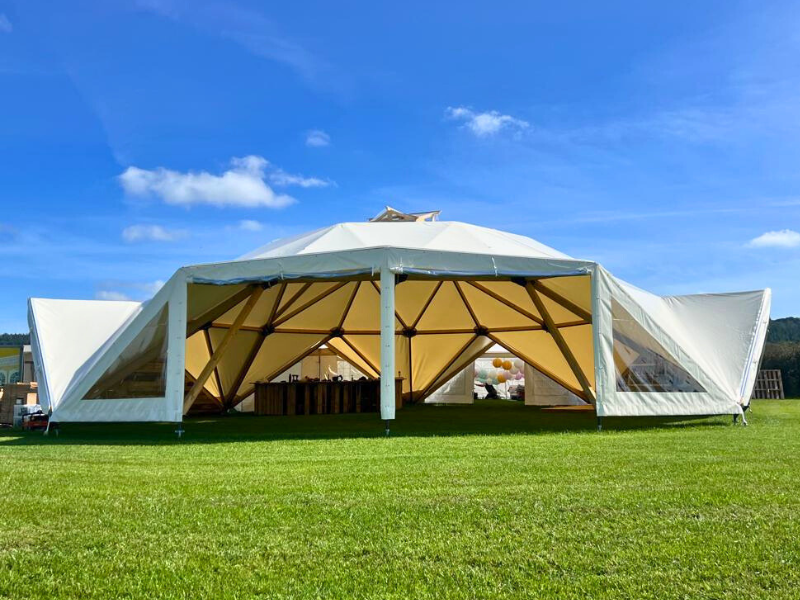 Entrance view of geodesic dome