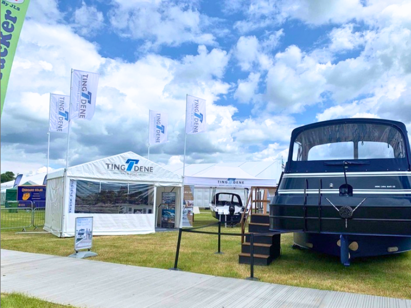 Branded marquee for Tingdene Marina