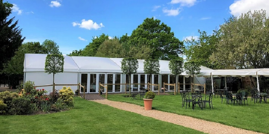 Marquee with double glazing and doors